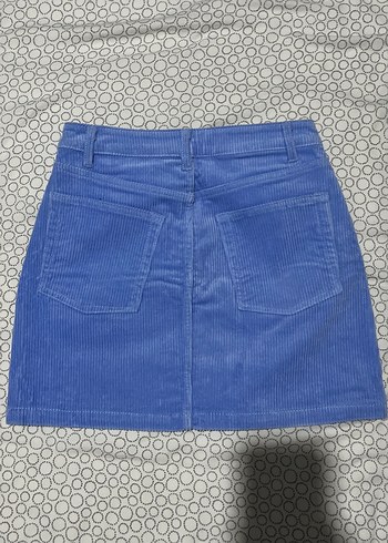 Düğmeli Mavi Kadın kadife etek - Görsel 5