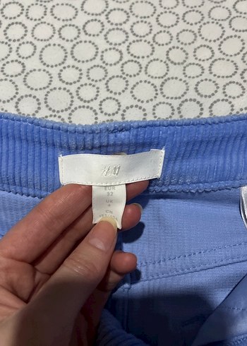 Düğmeli Mavi Kadın kadife etek - Görsel 4