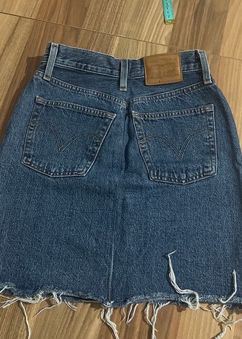 Düğmeli Mavi Denim Midi Etek - Görsel 4