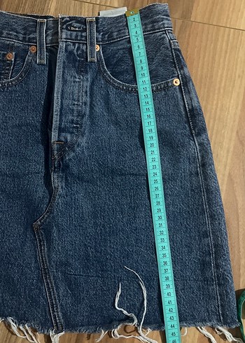 Düğmeli Mavi Denim Midi Etek - Görsel 6