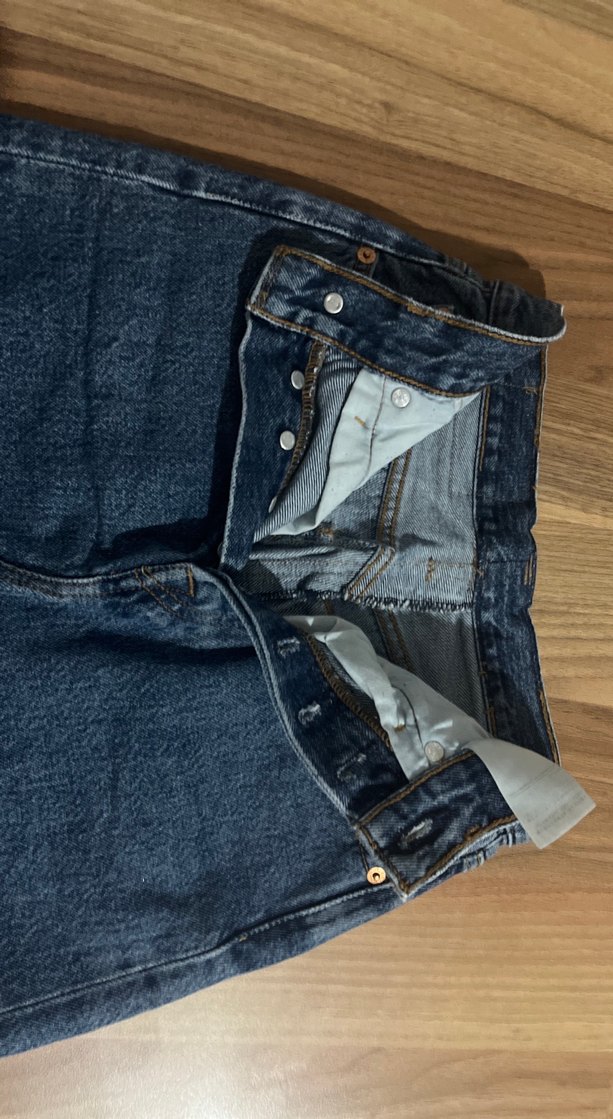 Düğmeli Mavi Denim Midi Etek - Görsel 3