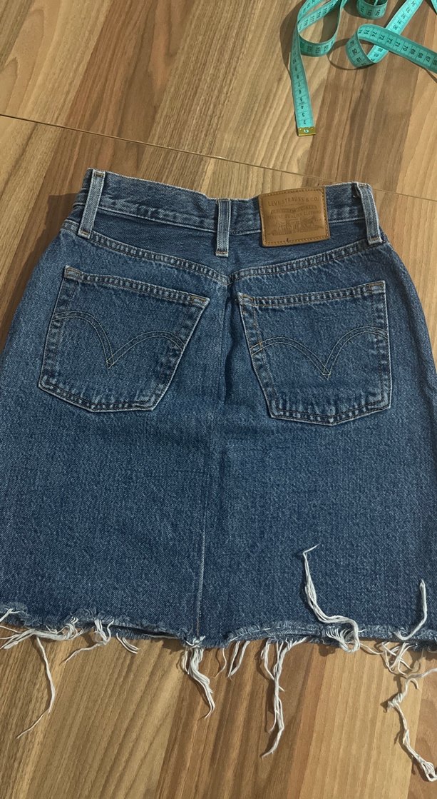 Düğmeli Mavi Denim Midi Etek - Görsel 4