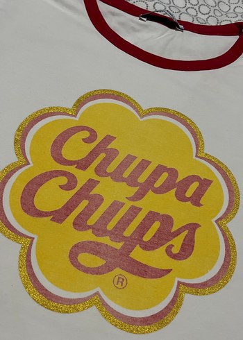 Baskılı Kırmızı Detaylı Beyaz Kadın Tişört - Görsel 2