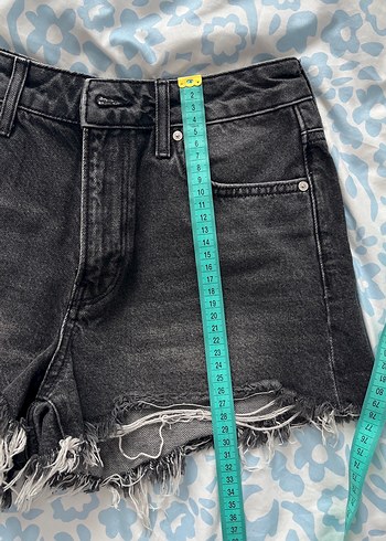 Gri Mini Kot Şort - Görsel 7