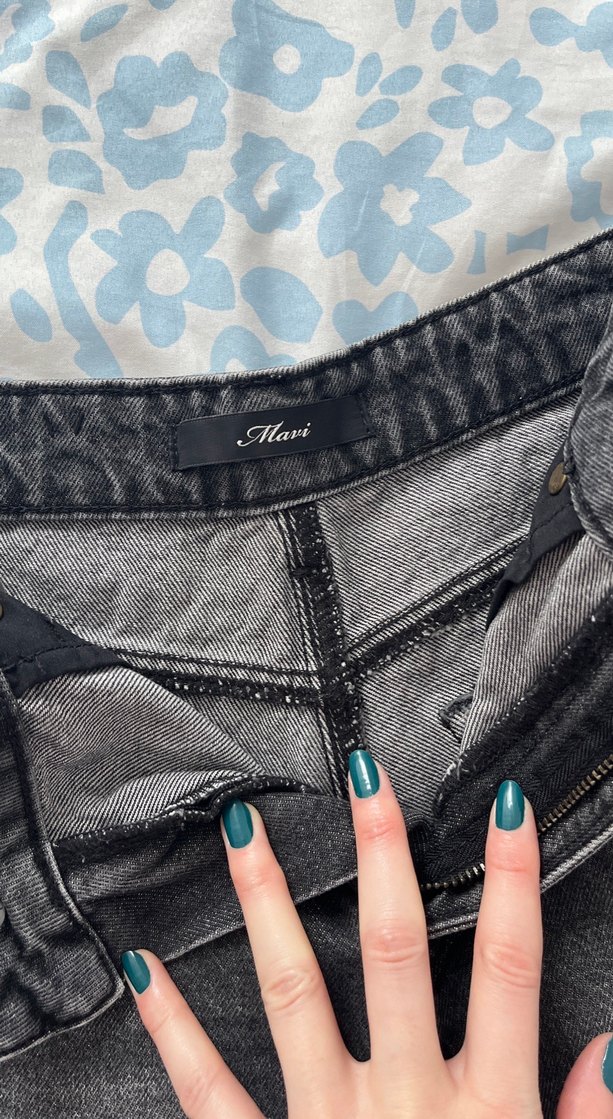 Gri Mini Kot Şort - Görsel 2