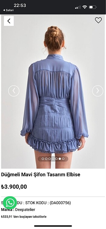 Zara Deep atelier kısa mavi elbise