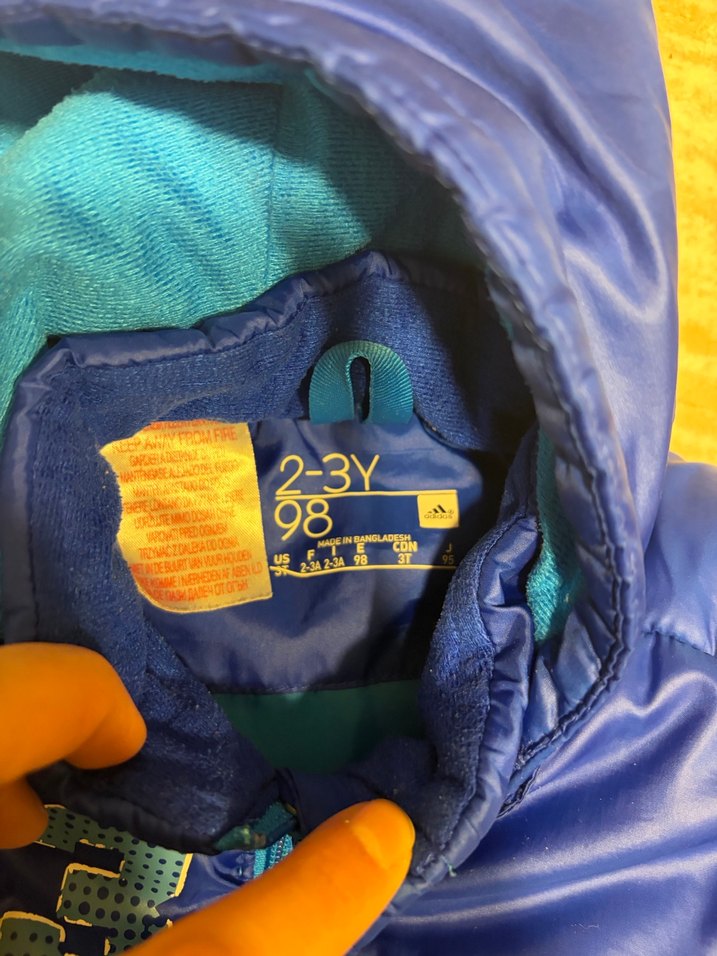 Adidas Erkek Çocuk Parlak Mavi Kapüşonlu Fermuarlı Ceket - Görsel 3