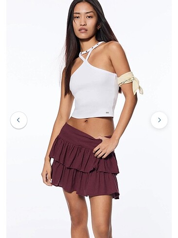 pull and bear rustik mini etek bordo