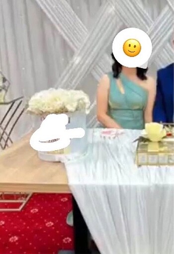 m Beden turkuaz Renk Nişan elbisesi