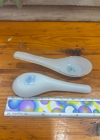 Beyaz Çiçek Desenli Seramik Kaşık Seti - Görsel 9