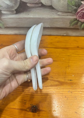 Beyaz Çiçek Desenli Seramik Kaşık Seti - Görsel 7