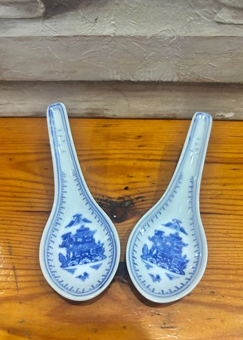 Mavi Nakış Desenli Seramik Kaşık Seti - Görsel 3