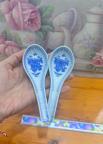 Mavi Nakış Desenli Seramik Kaşık Seti - Görsel 7