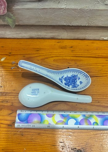 Mavi Nakış Desenli Seramik Kaşık Seti - Görsel 6