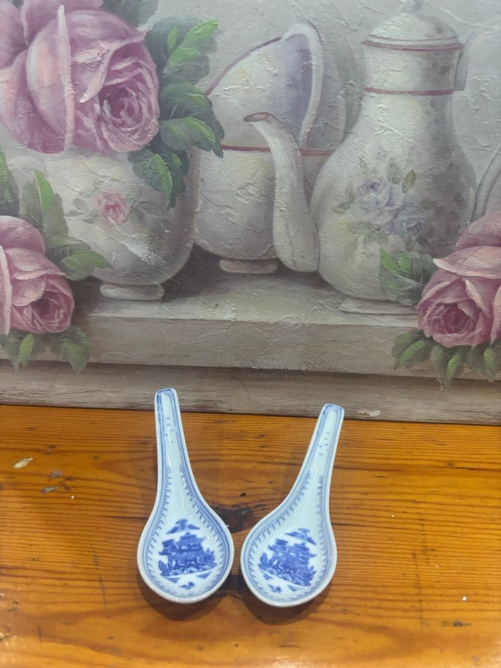 Mavi Nakış Desenli Seramik Kaşık Seti - Görsel 2