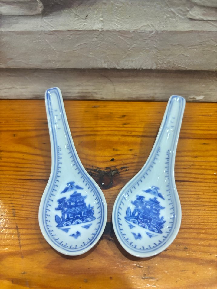 Mavi Nakış Desenli Seramik Kaşık Seti - Görsel 3