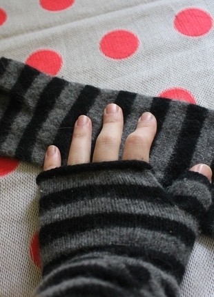 Vintage Love gri siyah kesik eldiven