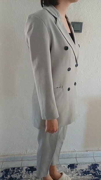 l Beden Gri blazer takım
