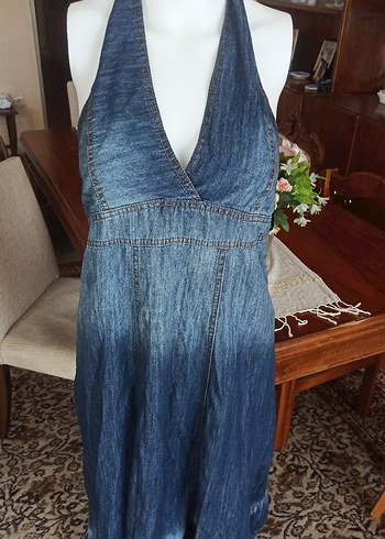 Diğer Mavi Denim Maxi Elbise