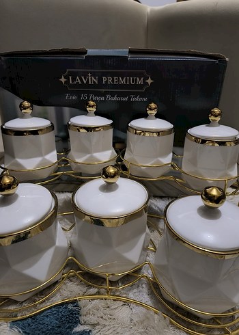 Beyaz Altın Detaylı Mutfak Baharatlık Seti - Görsel 2