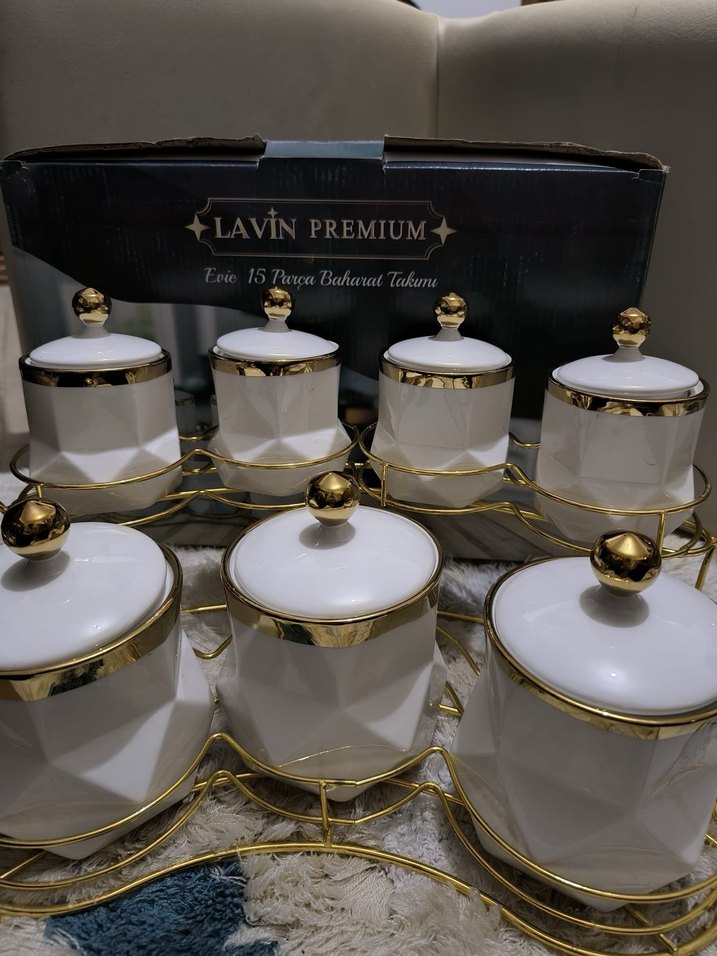 Beyaz Altın Detaylı Mutfak Baharatlık Seti - Görsel 2