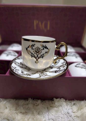 PACI Beyaz Altın Detaylı Kahve Fincan Takımı - Görsel 3