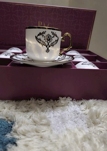 PACI Beyaz Altın Detaylı Kahve Fincan Takımı - Görsel 4