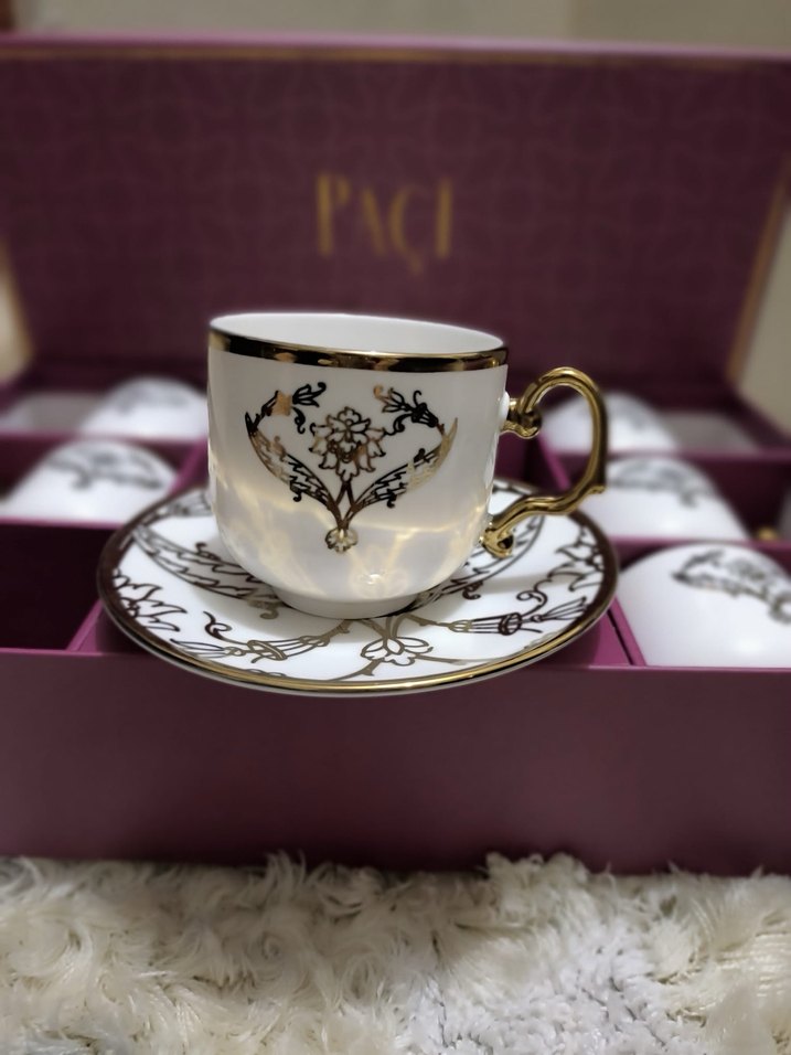 PACI Beyaz Altın Detaylı Kahve Fincan Takımı - Görsel 3