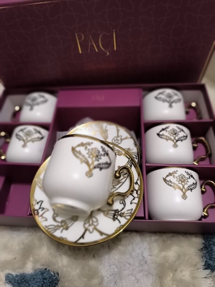 PACI Beyaz Altın Detaylı Kahve Fincan Takımı - Görsel 2