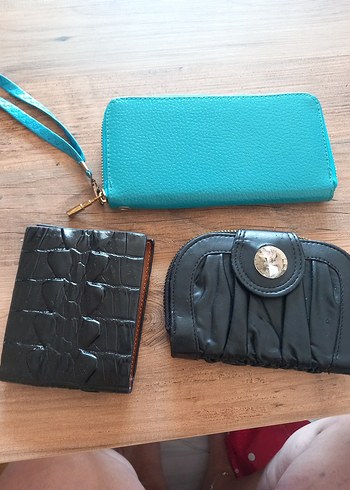 Turkuaz Deri Fermuarlı Kadın Clutch Cüzdan