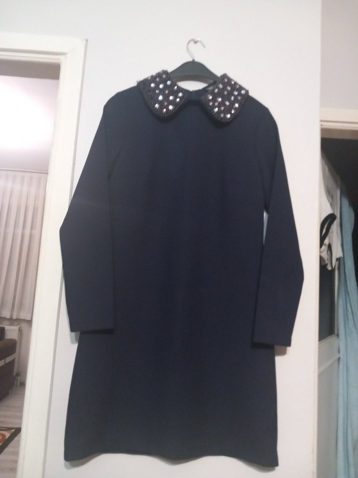 Uzun Kol Drapeli siyahvBatik Elbise - Görsel 2