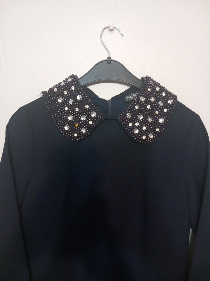 Uzun Kol Drapeli siyahvBatik Elbise - Görsel 3