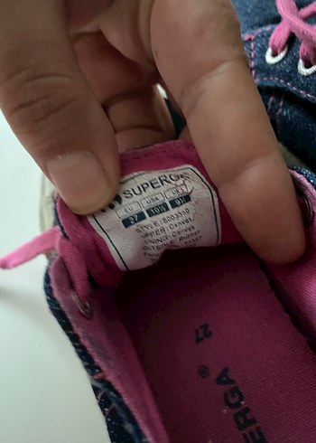 27 Beden Superga 27 no Pembe Bağcıklı Denim Ayakkabı