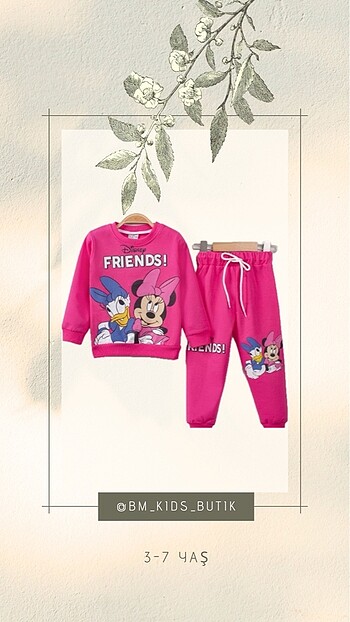 7 Yaş Beden pembe Renk Friends Takım