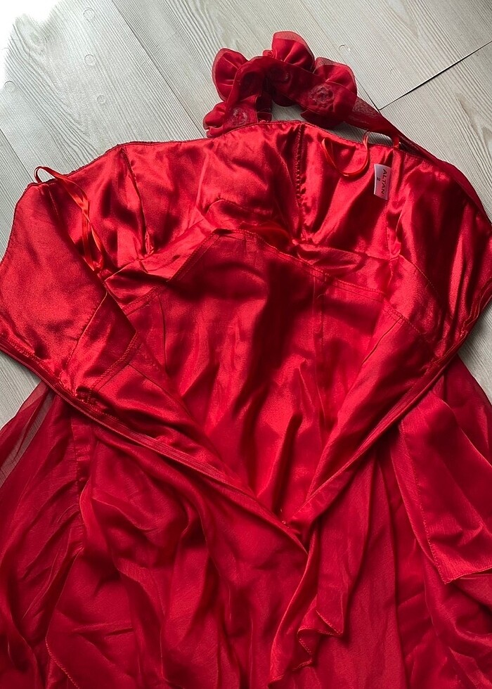 Kırmızı Elbise Abiye Düğün Nişan Kına Gecesi Mezuniyet - Görsel 3