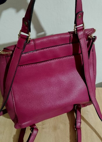 Pembe Deri Kadın Sırt Çantası - Görsel 3