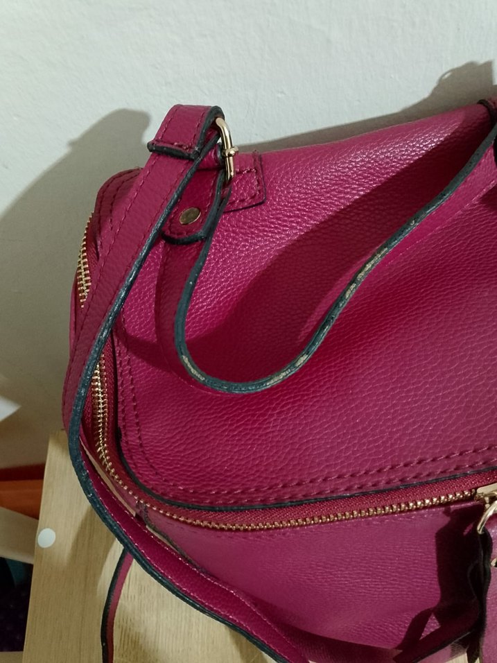 Pembe Deri Kadın Sırt Çantası - Görsel 2