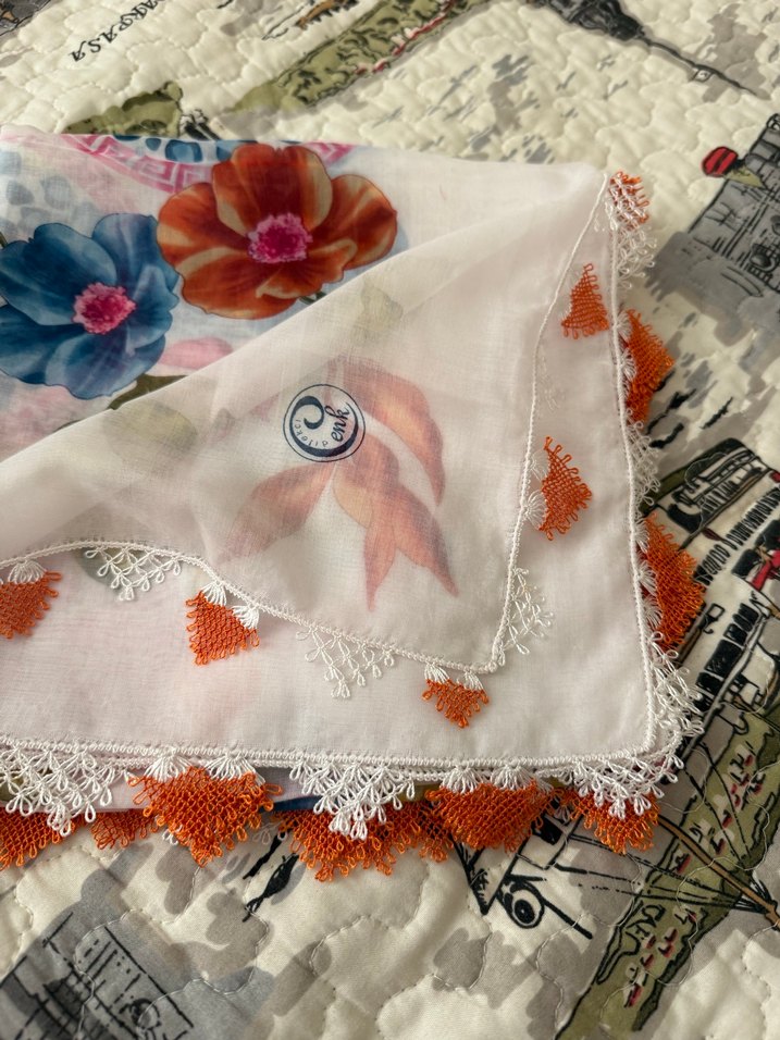 Dantel Kenarlı Çok Renkli Bohem Kadın yazma - Görsel 2