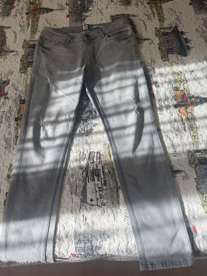 Gri Regular Fit Denim Jean Pantolon - Görsel 4