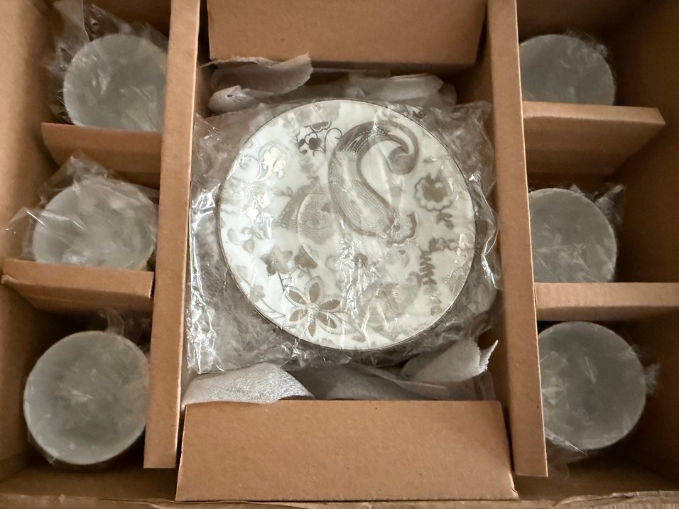 Gri Beyaz Desenli Porselen Fincan ve Tabak Seti - Görsel 3