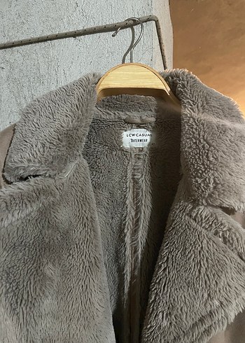 Gri Süet Kadın Ceket - Kürk Detaylı - Görsel 3