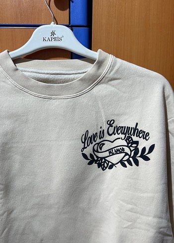 Uzun Kollu Beyaz Pamuklu Sweatshirt - Görsel 2