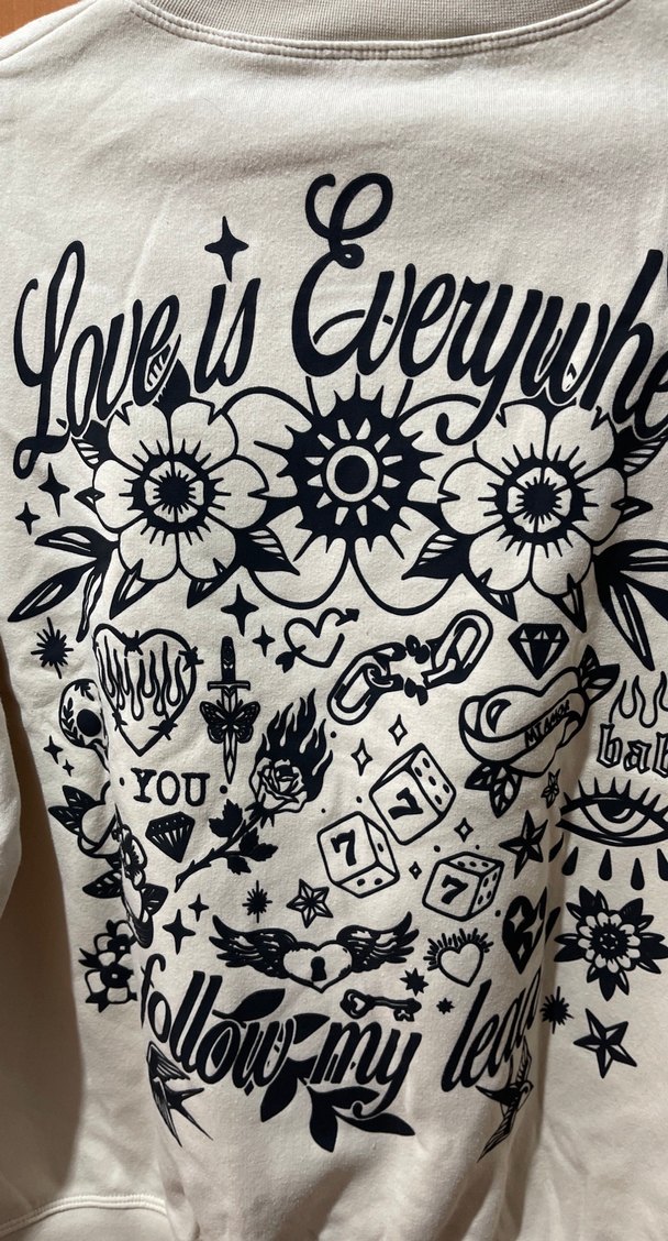 Uzun Kollu Beyaz Pamuklu Sweatshirt - Görsel 4