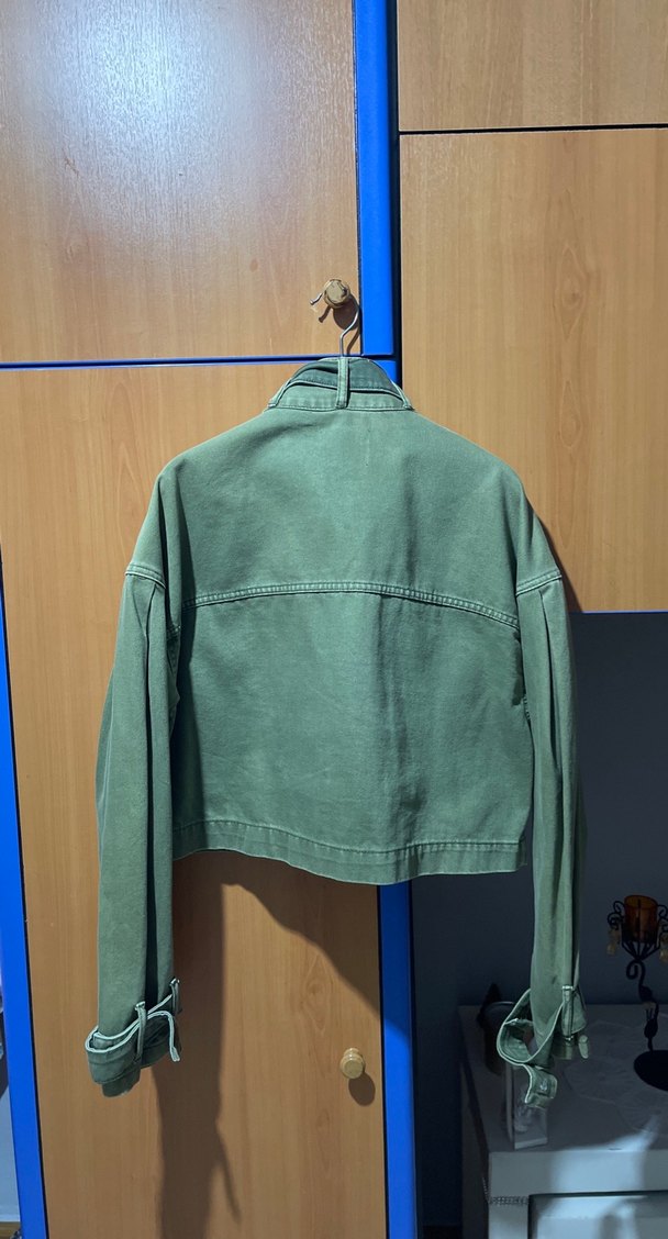 Bershka yeşil kot ceket  - Görsel 4