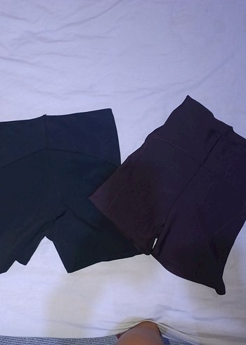 Diğer Kadın Siyah ve mürdüm Yüksek Bel Mini Şort