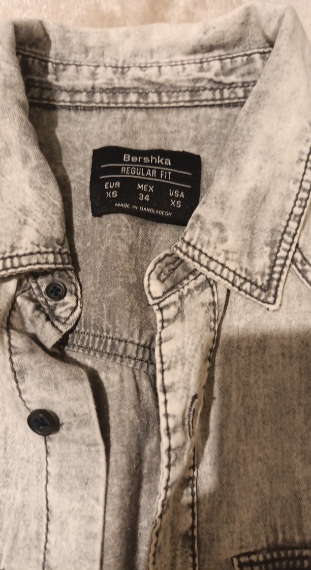 Gri Uzun Kollu Denim  Gömlek - Görsel 2