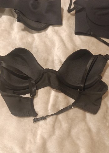 Siyah Goth Tarzı Midi Sütyen 85 C  3 adet - Görsel 8