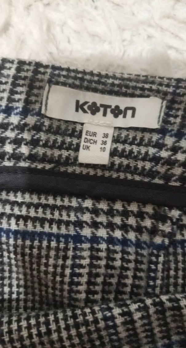 Ekose Desenli Gri Mini Etek - Görsel 3