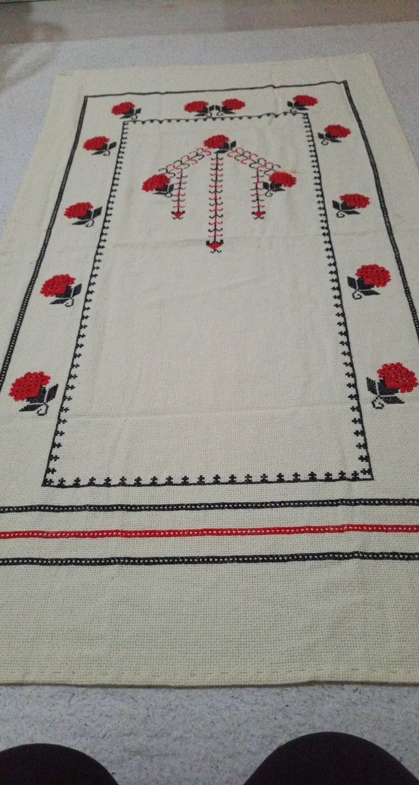 seccade Kırmızı Çiçek İşlemeli - Görsel 3