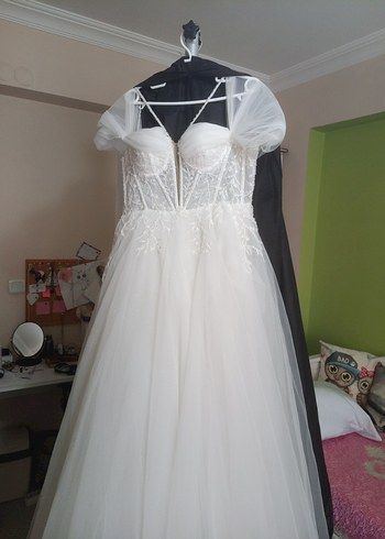 Straplez Bohem A Kesim Uzun Gelinlik yepyeni - Görsel 5